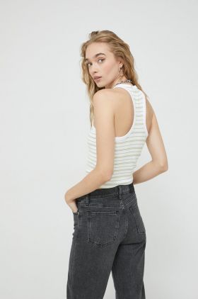 Abercrombie & Fitch top femei, culoarea alb