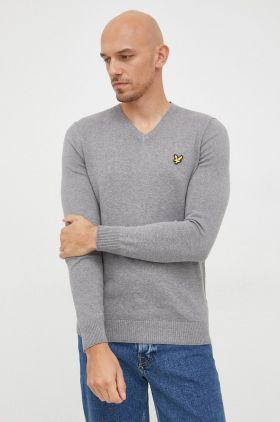 Lyle & Scott pulover din amestec de lana barbati, culoarea gri, light