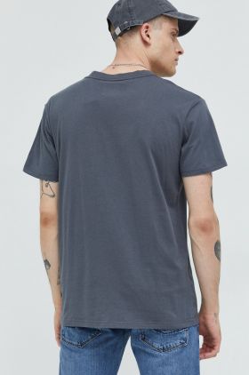 Hollister Co. tricou din bumbac culoarea gri, neted