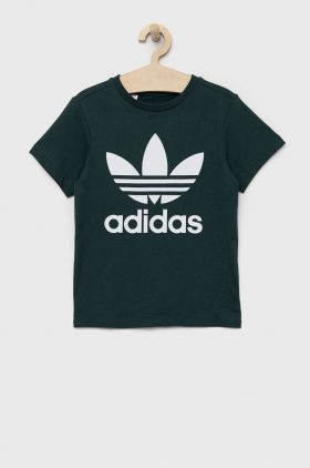 adidas Originals tricou de bumbac pentru copii culoarea verde, cu imprimeu