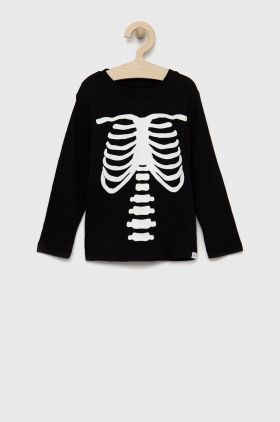 GAP longsleeve din bumbac pentru copii culoarea negru, cu imprimeu