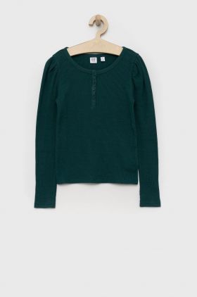 GAP longsleeve din bumbac pentru copii culoarea verde