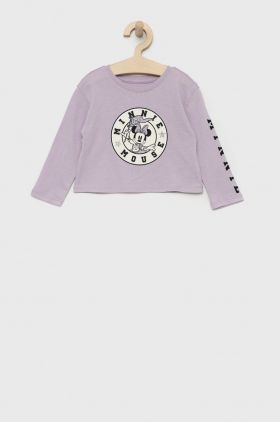 GAP longsleeve din bumbac pentru copii culoarea violet