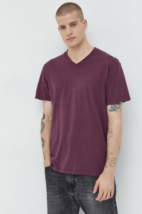 Hollister Co. tricou din bumbac culoarea violet, neted