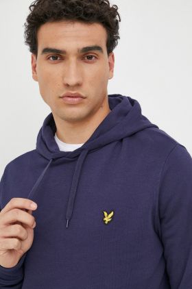 Lyle & Scott hanorac de bumbac barbati, culoarea albastru marin, neted