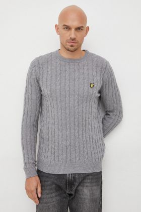 Lyle & Scott pulover din amestec de lana barbati, culoarea gri, light