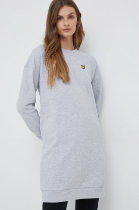 Lyle & Scott rochie din bumbac culoarea gri, mini, drept