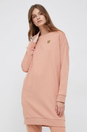 Lyle & Scott rochie din bumbac culoarea portocaliu, mini, drept