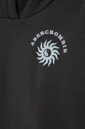 Abercrombie & Fitch bluza copii culoarea gri, cu glugă, neted