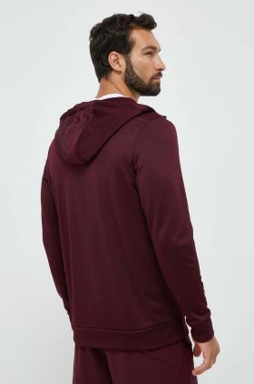 Under Armour bluză trening culoarea bordo, cu glugă, neted