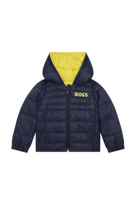 BOSS geaca de puf reversibila pentru copii culoarea galben