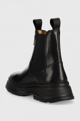 Gant ghete chelsea de piele Janebi femei, culoarea negru, cu platforma