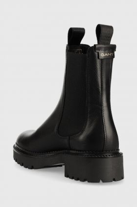 Gant ghete chelsea de piele Kelliin femei, culoarea negru, cu toc plat