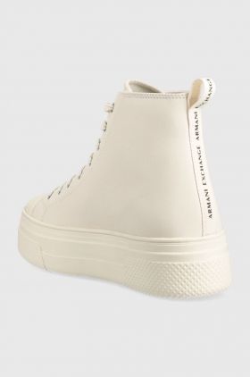 Armani Exchange Pantofi sport din piele femei, culoarea bej