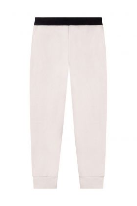 Dkny pantaloni de trening pentru copii culoarea bej, cu imprimeu