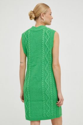 Samsoe Samsoe rochie din lana culoarea verde, mini, drept