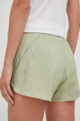 adidas Performance pantaloni scurți de alergare Adizero Split femei, culoarea verde, neted, high waist