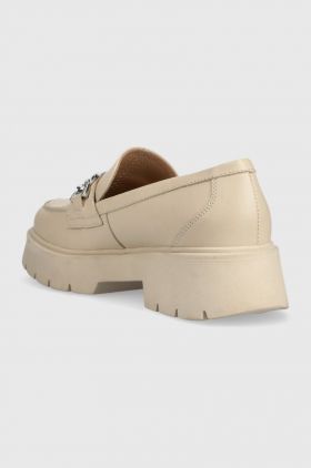 Wojas mocasini de piele femei, culoarea bej, cu toc plat