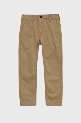 Abercrombie & Fitch pantaloni copii culoarea maro, neted