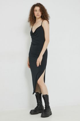 Abercrombie & Fitch rochie culoarea negru, midi, mulata