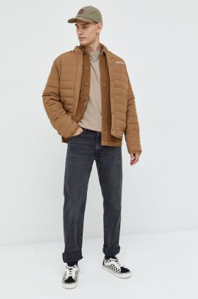 Hollister Co. geaca bomber barbati, culoarea maro, de tranzitie