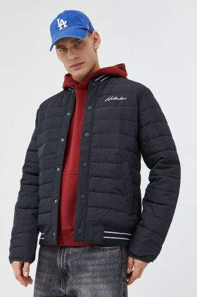 Hollister Co. geaca bomber barbati, culoarea negru, de tranzitie