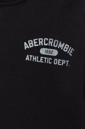 Abercrombie & Fitch bluza copii culoarea negru, cu glugă, neted