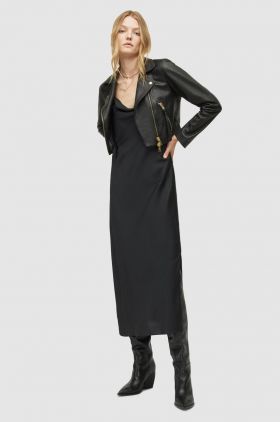 AllSaints geaca ramones de piele femei, culoarea negru, de tranzitie