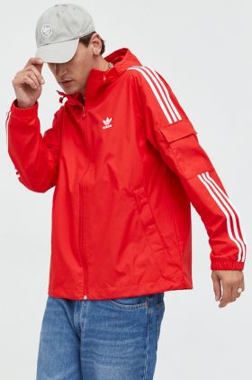 adidas Originals geaca barbati, culoarea rosu, de tranzitie