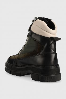 Gant bocanci de piele Monthike femei, culoarea verde, cu platforma