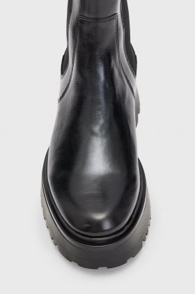 AllSaints ghete chelsea de piele Amber femei, culoarea negru, cu platforma