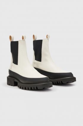 AllSaints ghete chelsea de piele Harlee femei, culoarea bej, cu toc plat