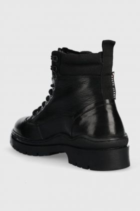 Pepe Jeans ghete de piele Brad Hiker Boot barbati, culoarea negru