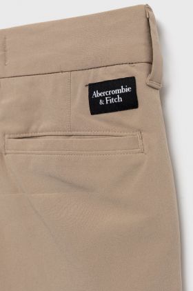 Abercrombie & Fitch pantaloni copii culoarea bej, neted