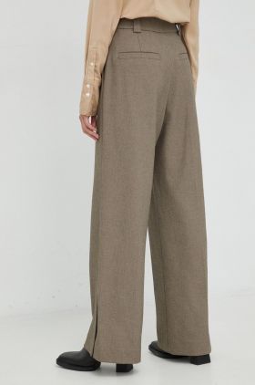 By Malene Birger pantaloni femei, culoarea maro, lat, high waist