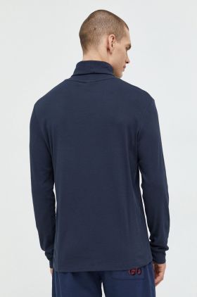 HUGO longsleeve barbati, culoarea albastru marin, cu imprimeu