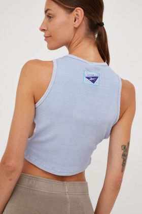 Reebok top Les Mills Natural Dye femei, culoarea violet