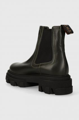 Charles Footwear ghete chelsea de piele femei, culoarea bej, cu platforma