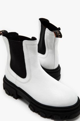 Charles Footwear ghete chelsea de piele femei, culoarea bej, cu platforma