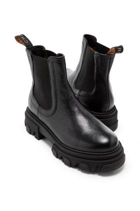 Charles Footwear ghete chelsea de piele femei, culoarea bej, cu platforma