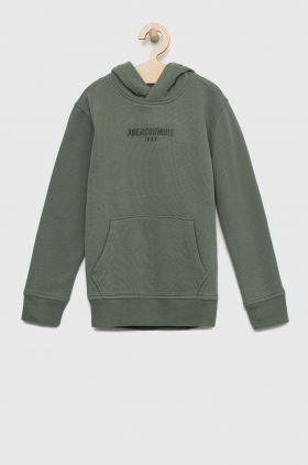 Abercrombie & Fitch bluza copii culoarea verde, cu glugă, cu imprimeu