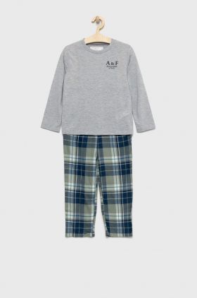 Abercrombie & Fitch pijama copii culoarea gri, neted