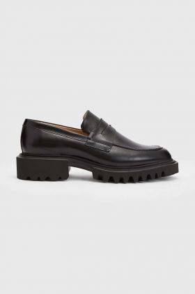 AllSaints mocasini de piele Lola Loafer femei, culoarea negru, cu platforma