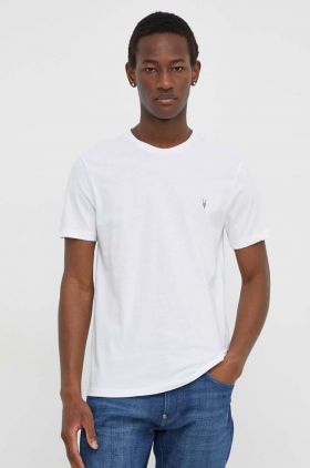 AllSaints tricou din bumbac culoarea turcoaz, neted