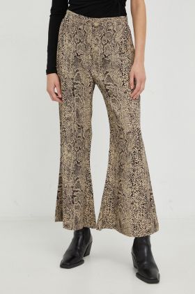 By Malene Birger pantaloni femei, culoarea maro, evazati, high waist