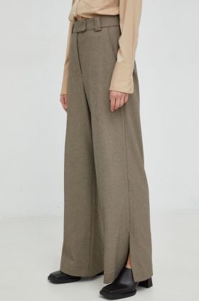 By Malene Birger pantaloni femei, culoarea maro, lat, high waist