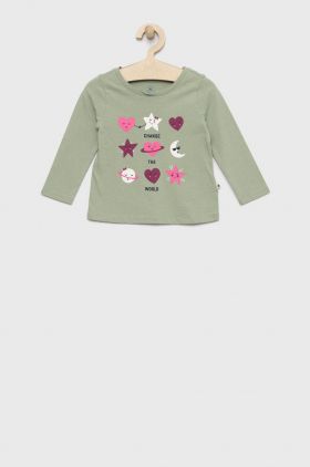 GAP longsleeve din bumbac pentru copii culoarea verde