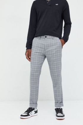 Hollister Co. pantaloni barbati, culoarea gri, mulata