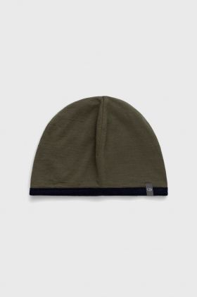 Icebreaker beanie cu două fețe Pocket , culoarea verde, de lana, din tesatura neteda