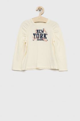 United Colors of Benetton longsleeve din bumbac pentru copii culoarea bej